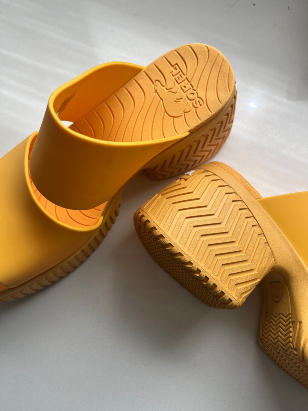 Sorel Yellow Platform Slide Sandals - Picture 2 of 4
